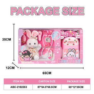 Lucky Toys peluche lapin jouet ensemble de soins sac à dos jouet hôpital médecin Portable espace sac pompe à eau semblant jouer transporteur pour animaux de compagnie - Product Image 5