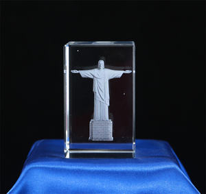 Jadevertu Bloc gravé de haute qualité 50*50*80mm Lazer Cube Crystal Display avec image - Product Image 4