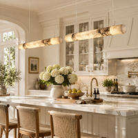 Lampe suspendue en albâtre sur mesure, tube long, pierre naturelle, éclairage linéaire LED pour hôtel, restaurant, villa, projet