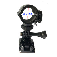 Support de caméra pour casque 360° pivotant avec adhésif, pince ronde pour lampe torche de diamètre 27-31 mm/24-26 mm, ABS+Caoutchouc
