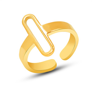 2022 nuevo diseño de moda anillo abierto hueco 18K chapado en oro Acero inoxidable minimalista anillo ajustable para Mujeres Hombres - Product Image 1