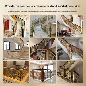 Rampe d'escalier artistique <span class=keywords><strong>en</strong></span> aluminium, main courante moderne et minimaliste pour intérieur, <span class=keywords><strong>en</strong></span> alliage de laiton massif, <span class=keywords><strong>balustrade</strong></span> sculptée à fixation au sol - Product Image 5