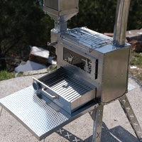 Four à bois tout-en-un portable en acier inoxydable à double surface, chauffage de tente, cuisson et cuisson en extérieur pour le camping