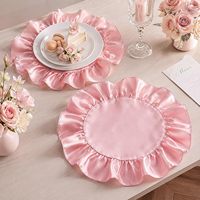 Napperons à volants rose clair, napperons ronds en satin avec volants, napperons de table lavables à bords festonnés pour cuisine, salle à manger, mariage