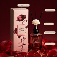 Parfum d'ambiance haut de gamme LF pour la maison, idéal pour les détaillants de produits de bien-être, cadeau de fêtes, flacon rose, couvercle noir, détails floraux, rose bulgare, LOGO personnalisé