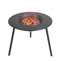 Portable Extérieur 360 °   Table de chauffage ronde à charbon de bois avec grille de cuisson en maille pour pique-nique et camping en extérieur