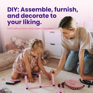 Casa delle bambole con 4 principesse, 4 unicorni, cane, mobili e accessori - Casa delle bambole rosa e viola da sogno per bambine - Product Image 6