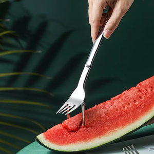 2 in 1 <b>Watermelon</b> Fork Slicer Multi-purpose <b>Watermelon</b> Slicer <b>Cutter</b> Knife Stainless Steel Kitchen Fruit Cutting Fork - Product Image 1