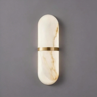 Applique murale LED en albâtre tout en cuivre, style espagnol de luxe, nouveau design minimaliste pour salon, chambre à coucher, chevet, escalier, couloir
