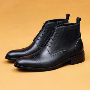 Bottes pour hommes en cuir rétro britannique à bout pointu et à semelle épaisse, nouvelle collection automne-hiver - Product Image 6