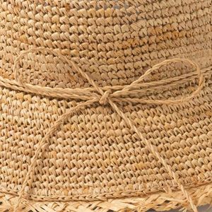 New Summer Fisherman Hat Crochet Raffia Grass <b>Small</b> Rough Straw Beach Hat with Bow String - Product Image 6