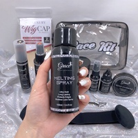 Nouvel Arrivage Kit d'Installation de Perruques Lace avec Logo Personnalisé, comprenant Colle pour Perruques, Bâton de Cire, Spray Fixateur de Bords, Stylo Teinture Cheveux et Sac de Voyage