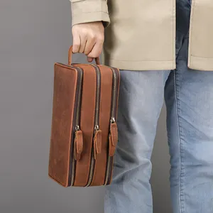 パーソナライズされた本革トイレタリーバッグ旅行シェービングドップキット男性用耐水性バスルームトイレタリーオーガナイザーバッグ