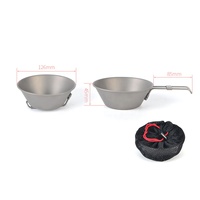Tasse Sierra en titane pur ultralégère de 300 ml avec bec verseur et poignée pliable, bol de camping, ustensiles de cuisine, vaisselle