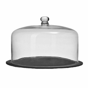 Pedido por correo Producto de Navidad Venta caliente Venta superior Cúpula de <span class=keywords><strong>vidrio</strong></span> Tablero de queso de <span class=keywords><strong>pizarra</strong></span> redonda <span class=keywords><strong>negra</strong></span> y plato para fiesta en casa - Product Image 3