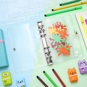 Copertina per agenda A6 a 6 anelli in PVC trasparente, raccoglitore per fogli mobili, protezione trasparente ricaricabile per quaderno - Product Image 6