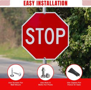 Segnale di <span class=keywords><strong>Stop</strong></span> Conforme MUTCD - Segnale Stradale Ottagonale in Alluminio Riflettente ad Alta Visibilità per la Sicurezza Stradale - Product Image 5