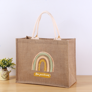 Tùy chỉnh tự nhiên vải làm vách ngăn đay Tote Túi với xử lý nhiều lớp Linen bãi biển mua sắm túi phim hoạt hình khuôn mẫu - Product Image 2