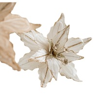Grande fleur artificielle en tissu, Poinsettia, pour décoration de grand arbre, fleurs de Noël scintillantes, Fête des Mères