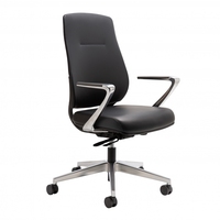 Chaise de bureau pivotante de direction en cuir PU avec support lombaire et hauteur réglable