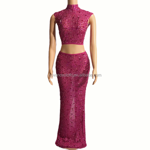 Nocance Y2507-Db Ropa De Verano Para Mujer 2022 robe De soirée De luxe en maille avec diamants, ensembles d'été pour femmes, <span class=keywords><strong>tenue</strong></span> De noël - Product Image 1