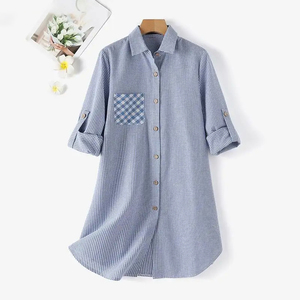 Ropa islámica blusa musulmana Kaftan mujeres Vintage Plaid Camisa larga a cuadros otoño manga larga Dubai Turquía Abaya Tops - Product Image 6