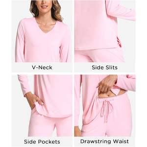 Conjunto de Pijamas de Mujer en Viscosa de Bambú Personalizado, Manga Larga, Cuello en V, Ropa de Dormir con Bolsillos - Product Image 5