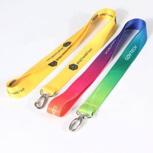 Promotional Halloween <b>Polyester</b> ID Card Holder <b>Lanyard</b> Hook 90*2cm Black Blank Sublimation Custom Digital Printing Fashionable - Product Image 2