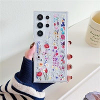 Coque transparente souple avec motifs de fleurs et de feuilles pour Samsung S24 FE S24 Ultra S22 S23 Ultra Plus A15 A25 A35 A54 A34 A24 A14 A53 A33 A23