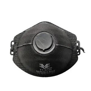 Máscara protectora de polvo negra personalizada Máscara de polvo CE de nuevo diseño N95 con carbón activo y válvula