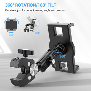 <span class=keywords><strong>Support</strong></span> universel <span class=keywords><strong>pour</strong></span> téléphones et tablettes de moto, pince robuste en alliage d'aluminium, rotatif à 360°, réglable, haute stabilité - Product Image 6