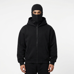 Sudadera con capucha tipo balaclava unisex de algodón y poliéster, estilo urbano, con cremallera completa, para hombre. - Product Image 1