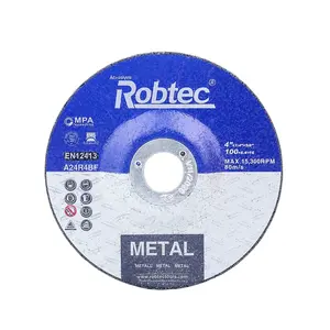 ROBTEC profesyonel 4 inç 100*6.4*16mm siyah aşındırıcı reçine taşlama için Metal