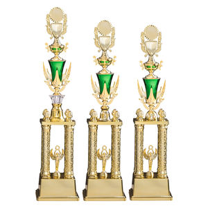 Trophées en plastique ABS de haute qualité, quatre piliers dorés, trophée fantaisie, tasse verte, base plaquée or, cérémonie de remise des prix SZ11 - Product Image 1