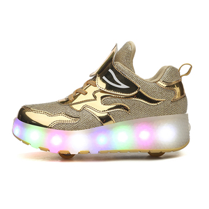 2023 luces LED <span class=keywords><strong>de</strong></span> colores para adultos Runaway Rollershoes transpirables <span class=keywords><strong>de</strong></span> doble fila diseñadores al aire libre zapatos <span class=keywords><strong>de</strong></span> patín <span class=keywords><strong>de</strong></span> goma para niños - Product Image 2