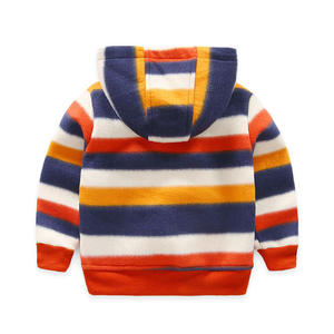 Vestes d'hiver rayées à capuche sans fermeture éclair pour enfants, avec poche kangourou, fabriquées en Chine - Product Image 2