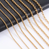 Collier Yadreva en acier inoxydable plaqué or, chaîne Rolo, maillons ronds, différentes tailles, accessoires de bijoux DIY, cadeau