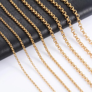 Collier Yadreva en acier inoxydable plaqué or, chaîne Rolo, maillons ronds, différentes tailles, accessoires de bijoux DIY, cadeau - Product Image 1