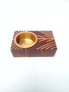 Brûleur d'encens en bois naturel éclaté avec bol en acier inoxydable, support en bois pour Bakhoor, décoration rustique pour la maison, parfum d'ambiance pour tout espace de vie - Product Image 4