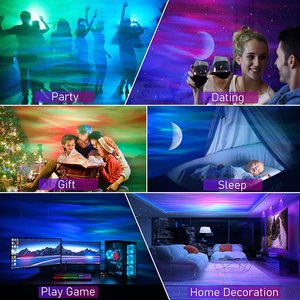 โปรเจคเตอร์กาแล็กซี่ออโรร่า LED โปรเจคเตอร์แสงเหนือพร้อมเสียงไวท์นอยส์ 6 แบบ แสงดวงดาวและดวงจันทร์ พร้อมลำโพง สำหรับเด็ก ของขวัญ ตกแต่งห้องนอน - Product Image 3
