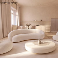 Sofá seccional moderno de lujo en forma de C blanco nórdico de alta calidad, muebles para el hogar, sofá Boucle curvo para sala de estar