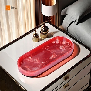 Luxurious Handmade Red Swirl Vanity <strong>Tray</strong> Customizable Oval Epoxy Resin Serving Mold for Bathroom Kitchen Home <strong>Decor</strong> <strong>Dresser</strong> - Product Image 6