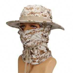 Sombrero de camuflaje casual al por mayor para ciclismo, pesca diaria y actividades al aire libre con pasamontañas de un orificio y máscara de esquí para hombre, protección solar - Product Image 1