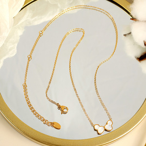 Double Gourd Necklace 18k Gold Plated <b>Titanium</b> Steel Pendant Seashell Clavicle Chain For Women Everyday Wear - Product Image 2