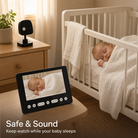 Moniteur vidéo sans fil pour bébé, caméra de vision nocturne infrarouge sans Wi-Fi avec audio bidirectionnel et berceuses, moniteur parentale portable