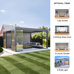 Pergola à lames en aluminium sur mesure, vente en gros d'usine, finition thermolaquée, pour balcon, dimensions 10x12, 10x13, 10x14 - Product Image 3