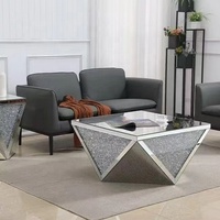 Table basse ronde en MDF avec diamants écrasés, style simple et luxueux, nouvelle collection Foshan 2025, pour le salon, prix plus bas