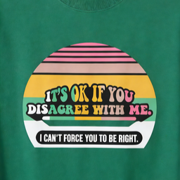 T-shirt divertente con slogan da uomo Retro Sunset, in cotone, a maniche corte, con grafica 'It's Ok If You Disagree' - Product Image 6