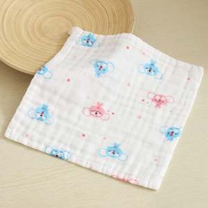 <b>Baby</b> <b>Muslin</b> Washcloths Square Cotton Animal Print Eco-Friendly Soft White Face Towel for Newborn Infants Home Use - Product Image 4