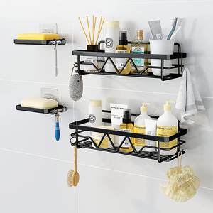 Estante de <span class=keywords><strong>Baño</strong></span> Autoadhesivo Negro, 2 Unidades, Organizador de Ducha, Cesta de Almacenamiento <span class=keywords><strong>para</strong></span> Ducha <span class=keywords><strong>Sin</strong></span> Perforaciones - Product Image 3